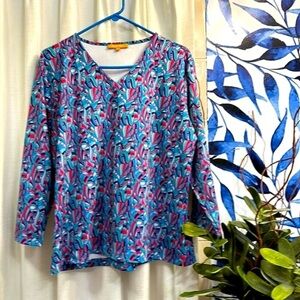 Women’s Pippa Blair Stretch V Neck Polyester & Spandex 3/4 Sleeve Top Size XL